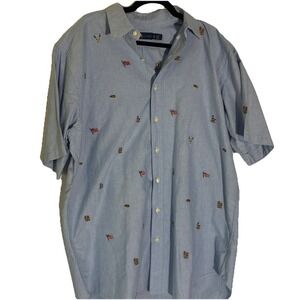 Ralph Lauren Men's XLT TGL Polo Shirt Short Sleeve Collared Americana USA Flag